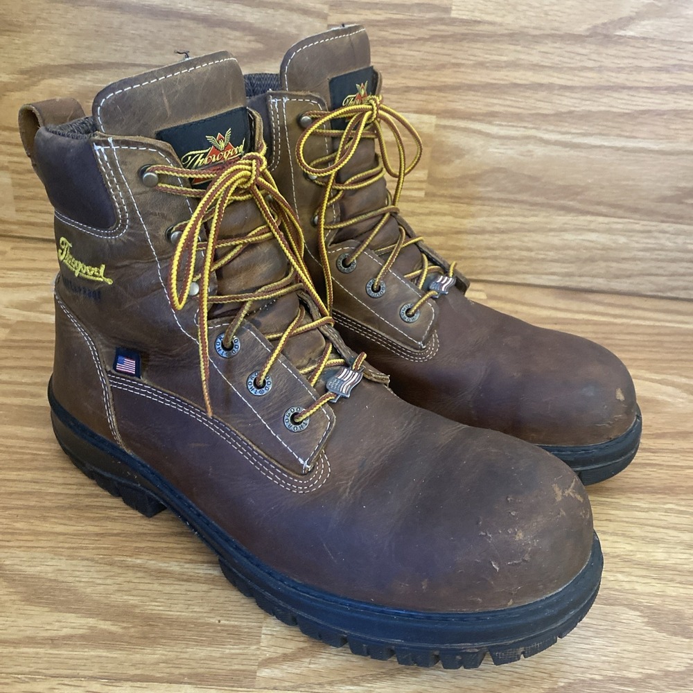 Thorogood Men's Leather Work Boots Waterproof Safety Toe 9.5 D Flaw 804-4149